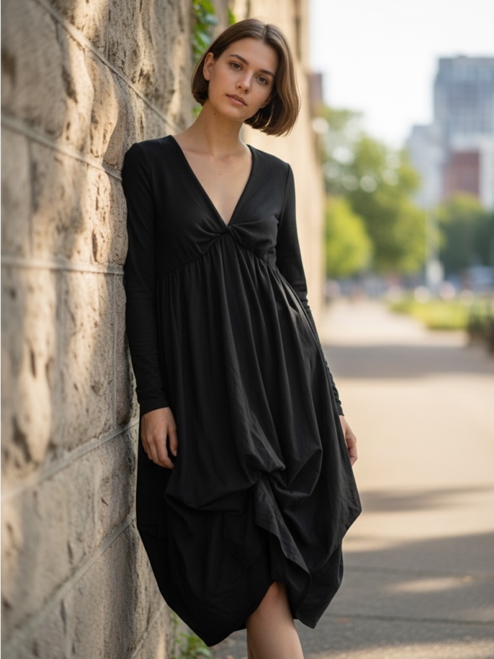 Kathrine Barclays empire black dress